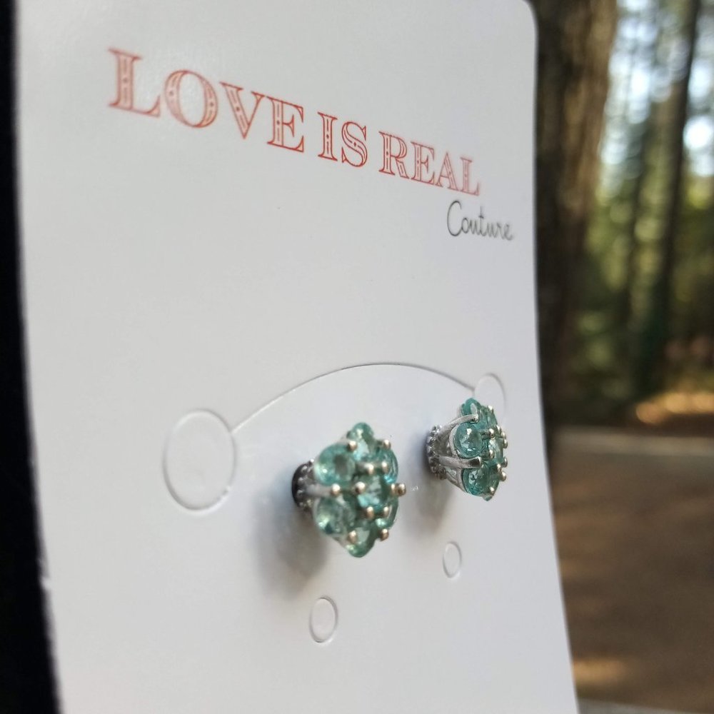 LAST ONE Apatite Flower & Sterling Silver Earrings - Picture 6 of 9